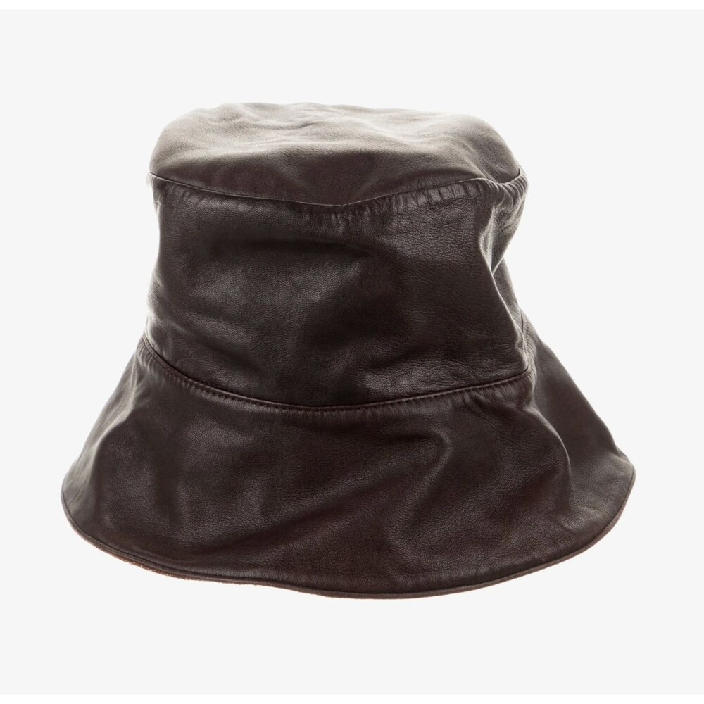 HELEN KAMINSKI Brown Nappa Leather Super Soft Brown Bucket Hat Women's Large